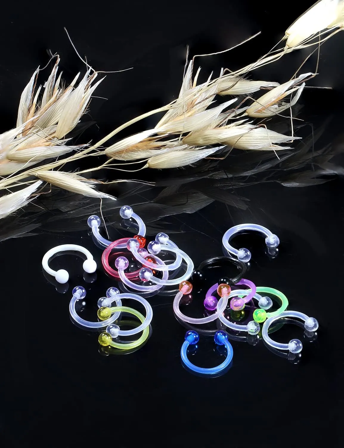 Yaalozei 16G 14G Flexible Lip Rings Hoops Nose Septum Eyebrow Rings Clear Acrylic Cartilage Helix Rook Daith Piercing Retainer Plastic Horseshoe Barbell for Work 8mm 10mm