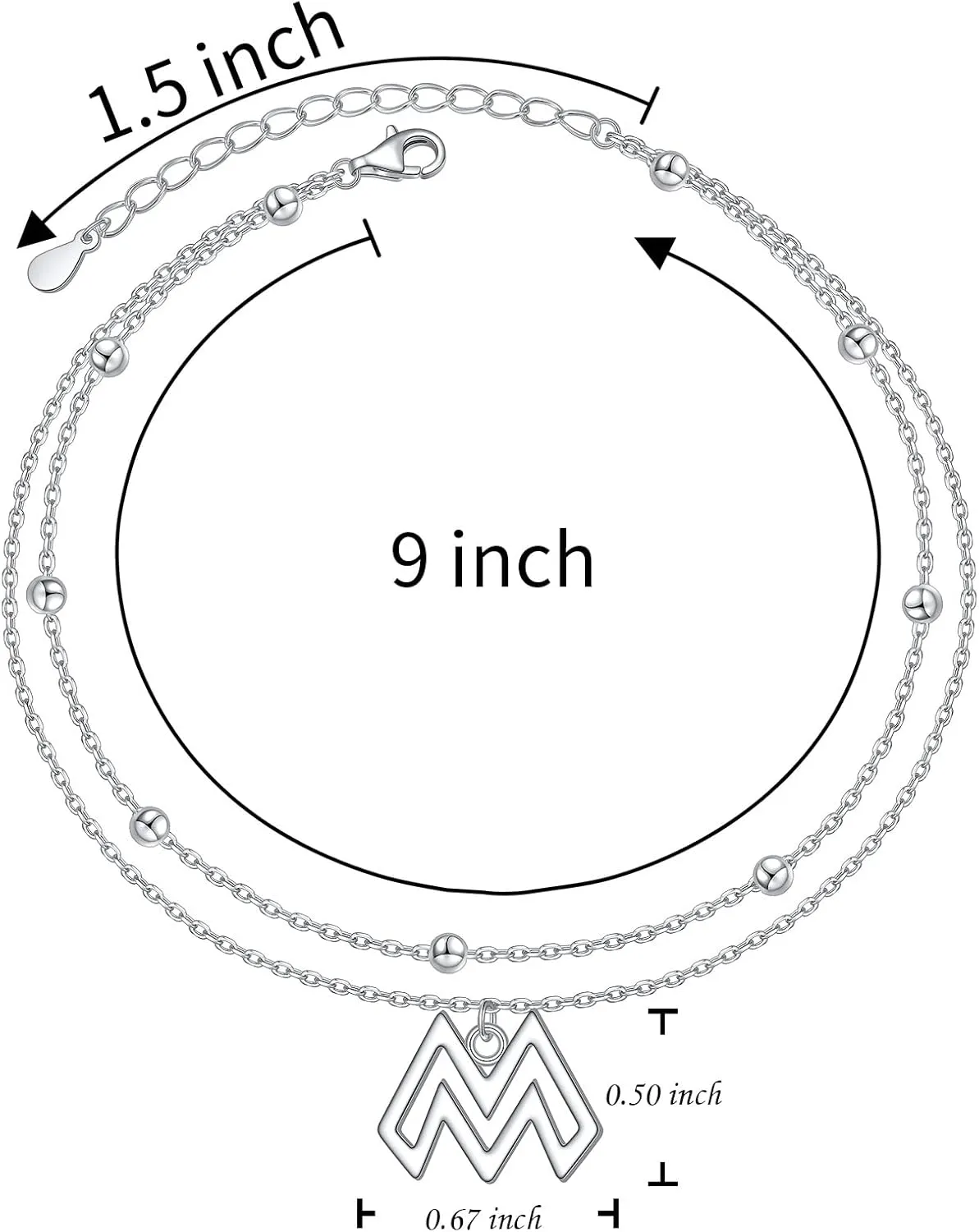 Yearace Anklet for Women S925 Sterling Silver Adjustable Foot Beaded Cross Claddagh Turtle Stethoscope Butterfly Bee Dragonfly Ankle Bracelet Anklets Jewelry