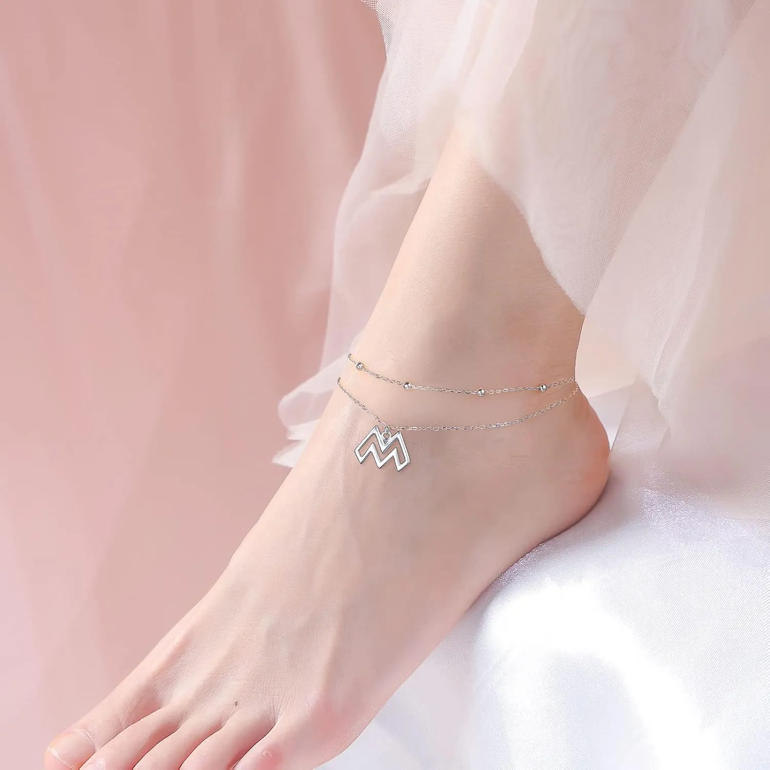 Yearace Anklet for Women S925 Sterling Silver Adjustable Foot Beaded Cross Claddagh Turtle Stethoscope Butterfly Bee Dragonfly Ankle Bracelet Anklets Jewelry