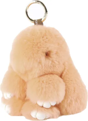 YISEVEN Bunny Stuffed Animal Plush Toy Rabbit Fur Keychain Fluffy Soft Cute Accessories Furry Ball Key Chain Gift for Women Teens Girls Kids Backpack Purse - Champagne Pink