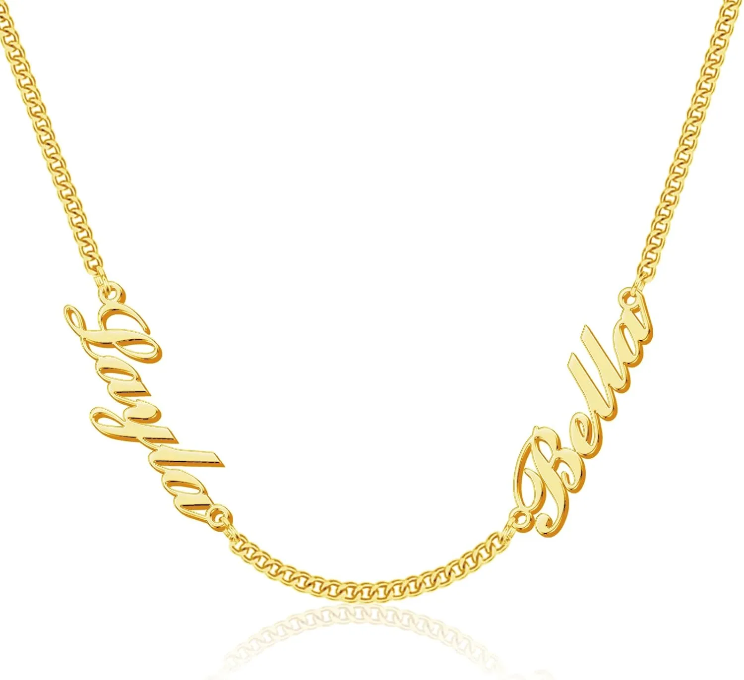 Yofair Name Necklace Personalized Custom Any Name Necklaces Jewelry 18K Gold Plated Nameplate Pendant Personalized Gift for Women