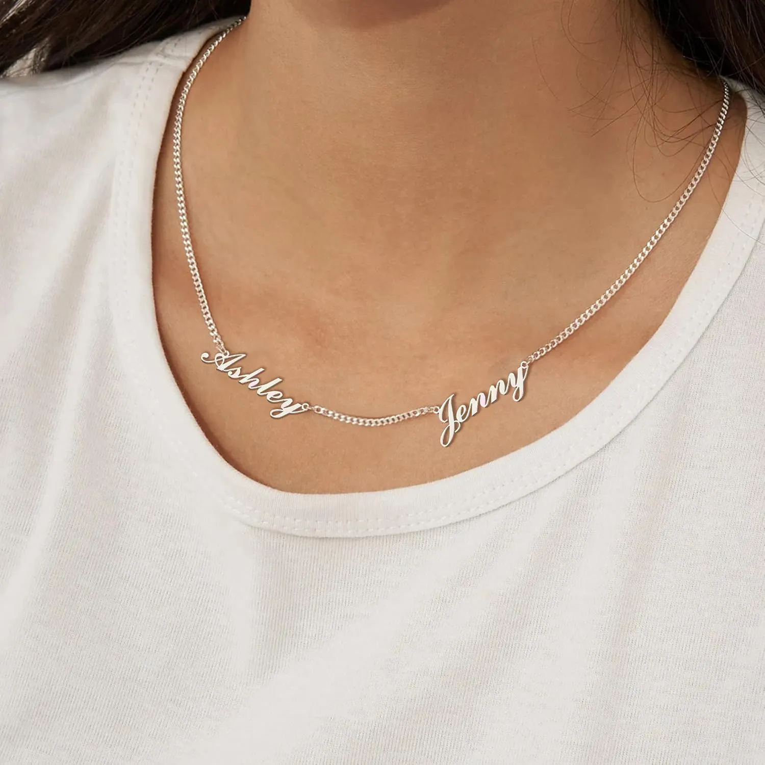 Yofair Name Necklace Personalized Custom Any Name Necklaces Jewelry 18K Gold Plated Nameplate Pendant Personalized Gift for Women