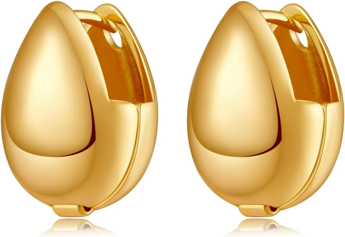 Yumikoo 18k Gold Plated Earrings Copper Dangle Stud Earrings for Women Eggshell Earrings